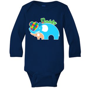 Autism Daddy Cute Elephant Baby Long Sleeve Bodysuit