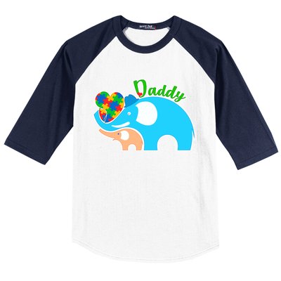 Autism Daddy Cute Elephant Baseball Sleeve Shirt