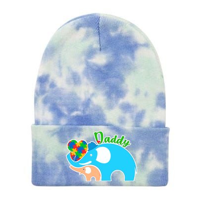 Autism Daddy Cute Elephant Tie Dye 12in Knit Beanie