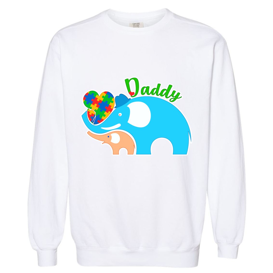 Autism Daddy Cute Elephant Garment-Dyed Sweatshirt
