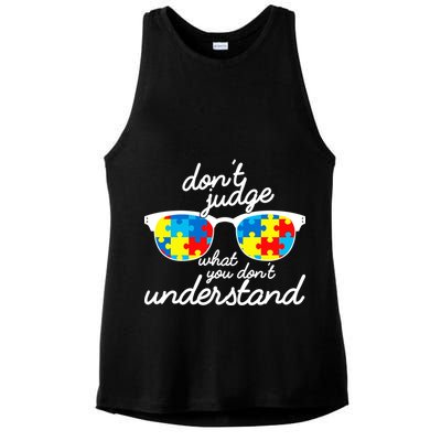 Autism Don't Judge What You Don't Understand Ladies PosiCharge Tri-Blend Wicking Tank