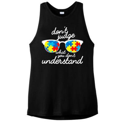 Autism Don't Judge What You Don't Understand Ladies PosiCharge Tri-Blend Wicking Tank