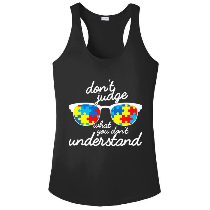 Autism Don't Judge What You Don't Understand Ladies PosiCharge Competitor Racerback Tank