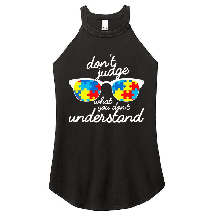 Autism Don't Judge What You Don't Understand Women's Perfect Tri Rocker Tank