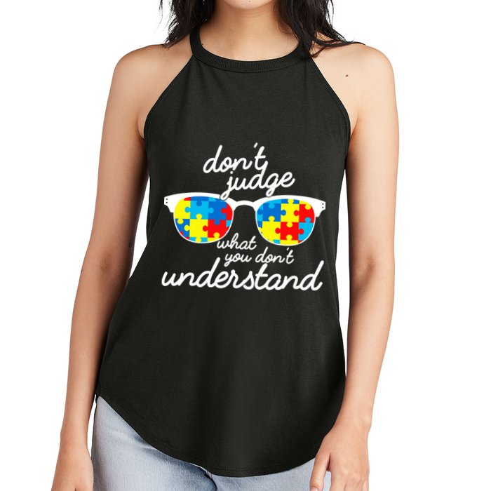 Autism Don't Judge What You Don't Understand Women's Perfect Tri Rocker Tank