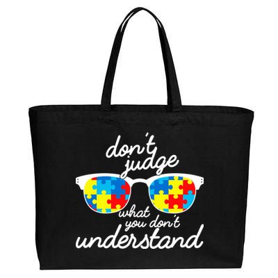 Autism Don't Judge What You Don't Understand Cotton Canvas Jumbo Tote