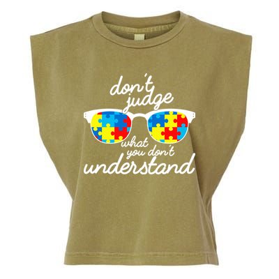 Autism Don't Judge What You Don't Understand Garment-Dyed Women's Muscle Tee