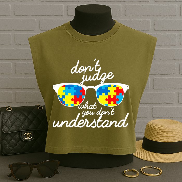 Autism Don't Judge What You Don't Understand Garment-Dyed Women's Muscle Tee