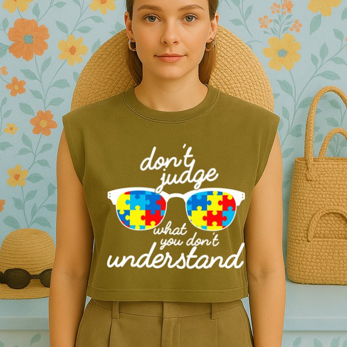 Autism Don't Judge What You Don't Understand Garment-Dyed Women's Muscle Tee