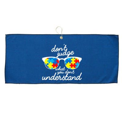 Autism Don't Judge What You Don't Understand Large Microfiber Waffle Golf Towel