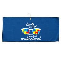 Autism Don't Judge What You Don't Understand Large Microfiber Waffle Golf Towel
