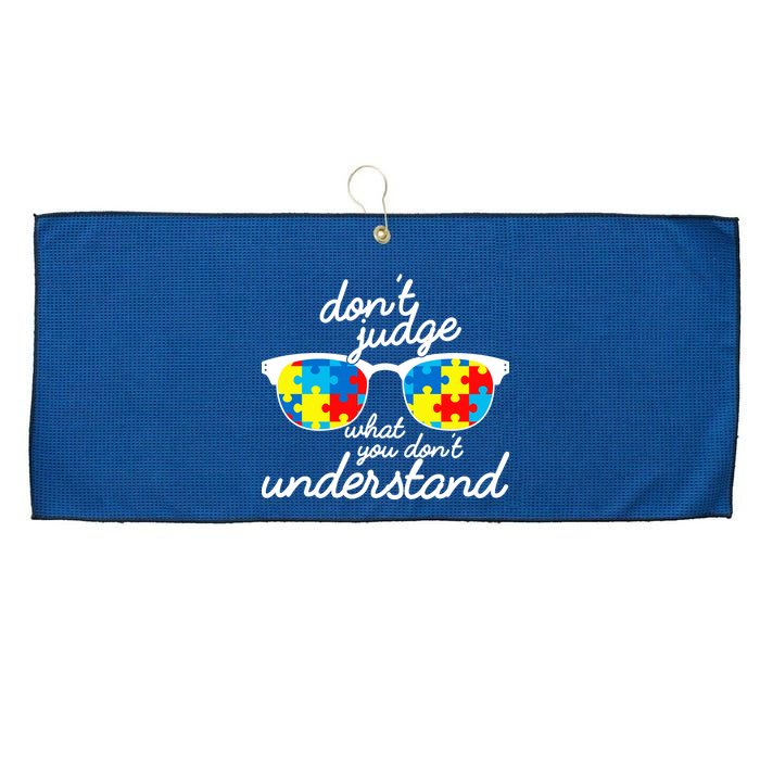 Autism Don't Judge What You Don't Understand Large Microfiber Waffle Golf Towel