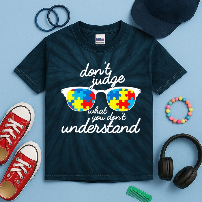 Autism Don't Judge What You Don't Understand Kids Tie-Dye T-Shirt