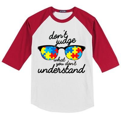 Autism Don't Judge What You Don't Understand Kids Colorblock Raglan Jersey