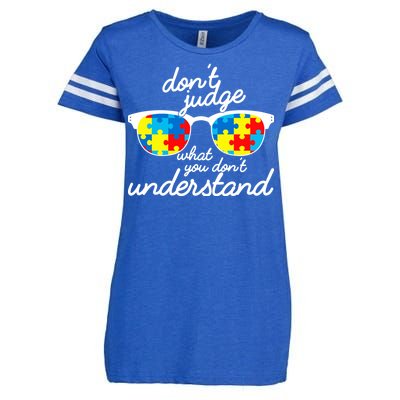 Autism Don't Judge What You Don't Understand Enza Ladies Jersey Football T-Shirt