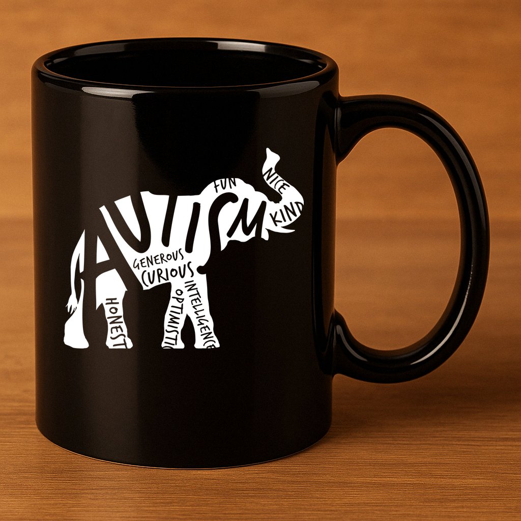 Autism Elephant Kind Words 11oz C Handle Ceramic Mug