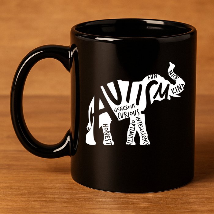 Autism Elephant Kind Words 11oz C Handle Ceramic Mug
