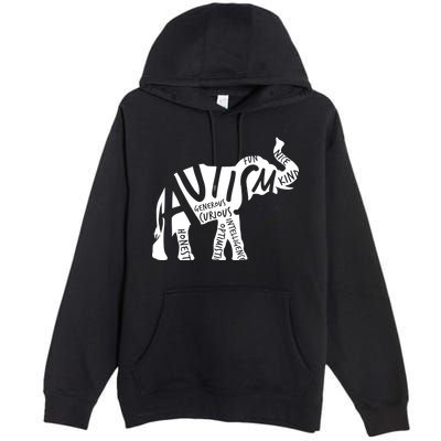 Autism Elephant Kind Words Premium Pullover Hoodie