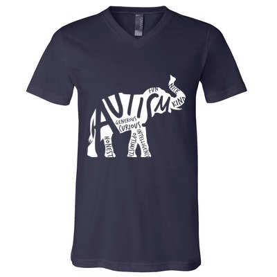 Autism Elephant Kind Words V-Neck T-Shirt