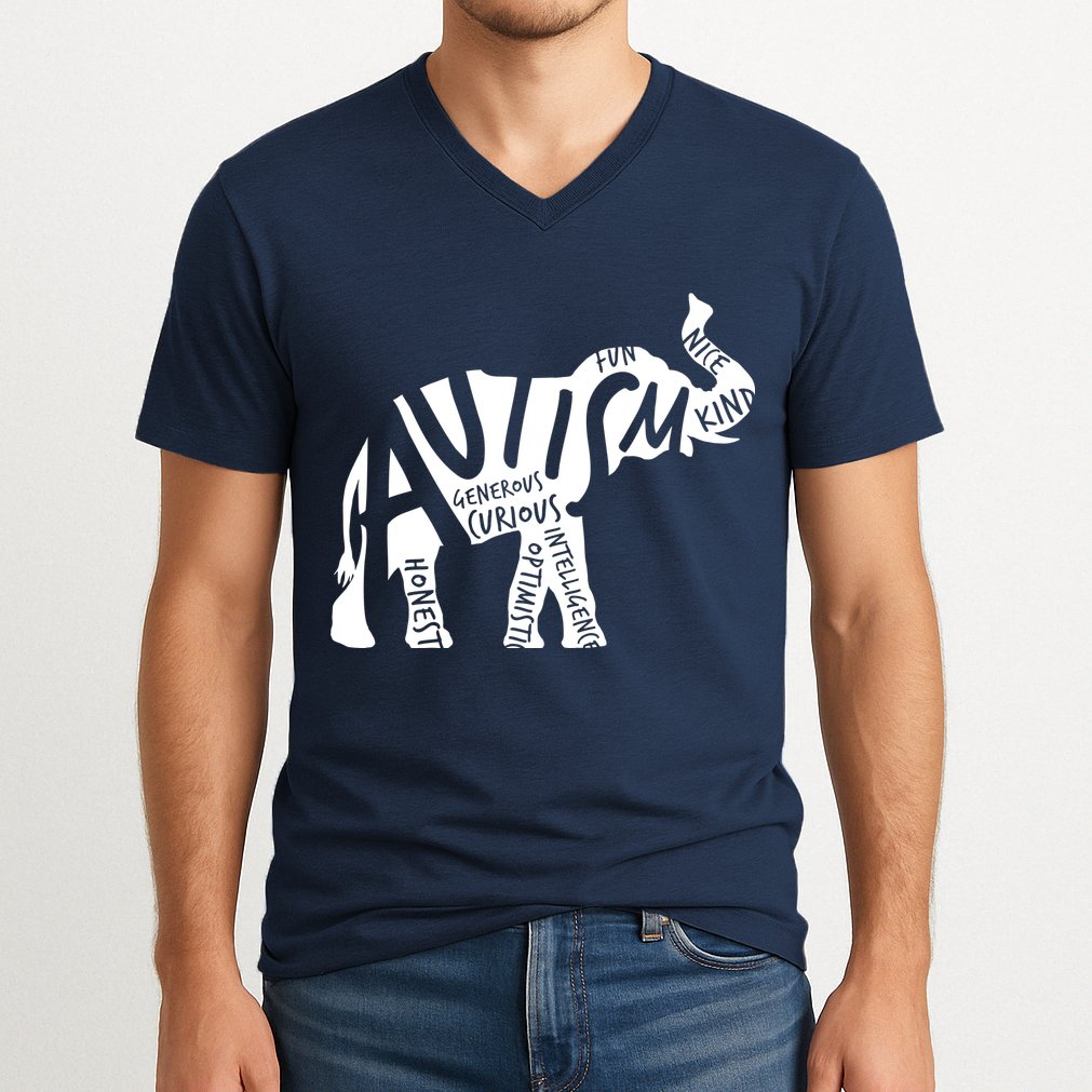Autism Elephant Kind Words V-Neck T-Shirt