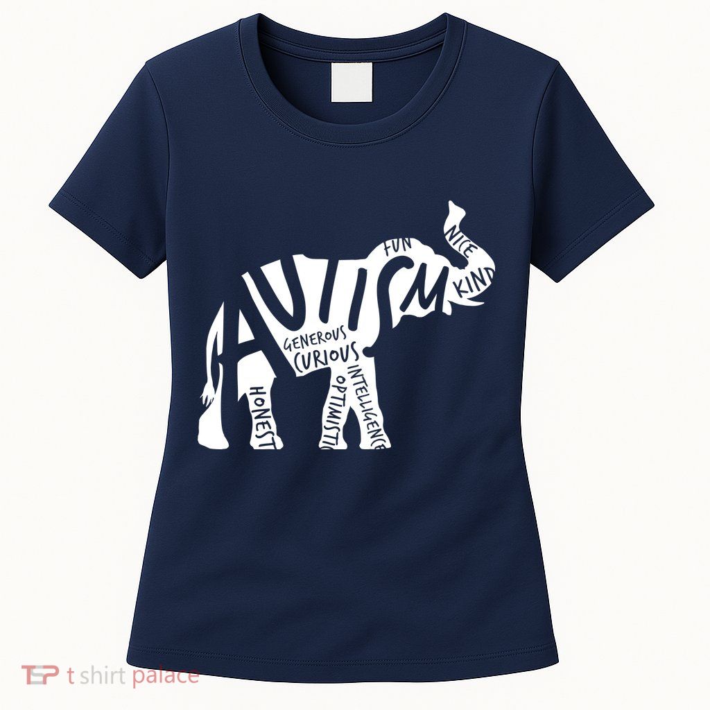 Autism Elephant Kind Words Womens T-Shirt