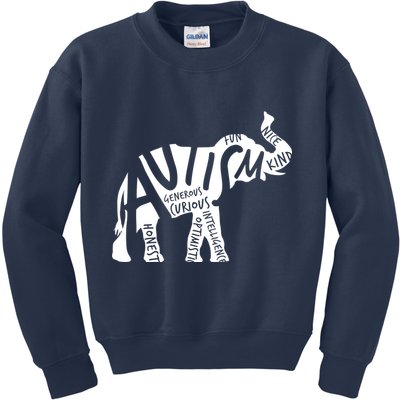Autism Elephant Kind Words Kids Sweatshirt