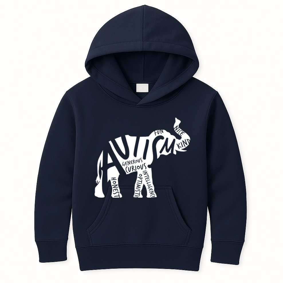Autism Elephant Kind Words Kids Hoodie