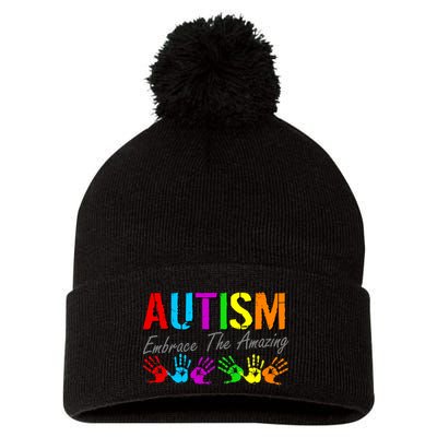 Autism Embrace The Amazing Pom Pom 12in Knit Beanie