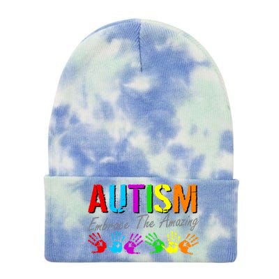 Autism Embrace The Amazing Tie Dye 12in Knit Beanie