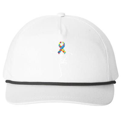 Autism Faith Puzzle Ribbon Snapback Five-Panel Rope Hat