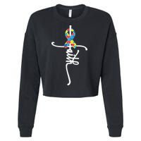 Autism Faith Puzzle Ribbon Cropped Pullover Crew