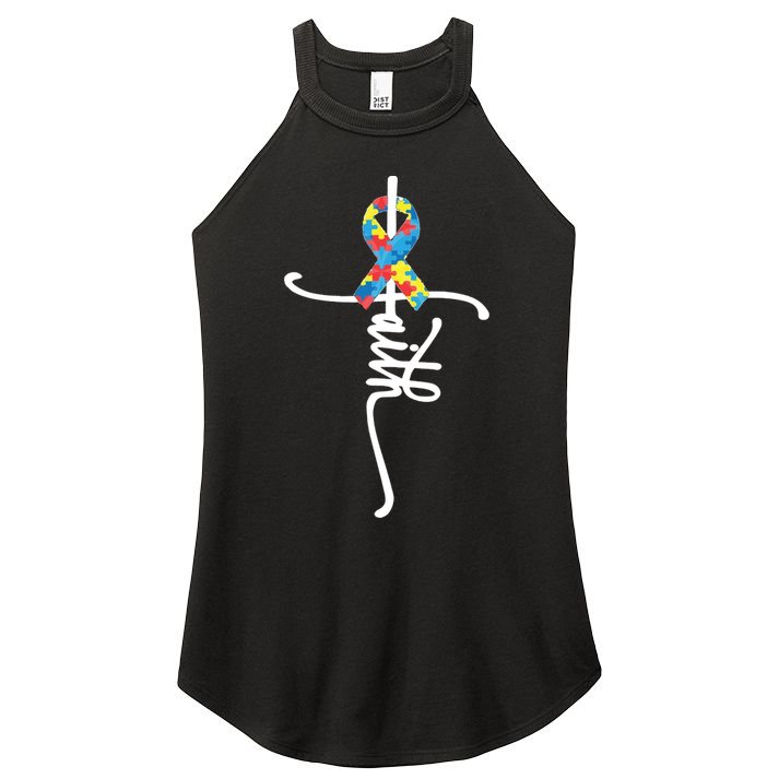 Autism Faith Puzzle Ribbon Women's Perfect Tri Rocker Tank