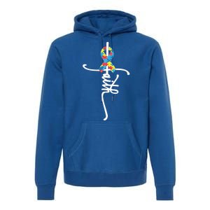 Autism Faith Puzzle Ribbon Premium Hoodie