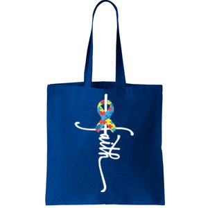 Autism Faith Puzzle Ribbon Tote Bag