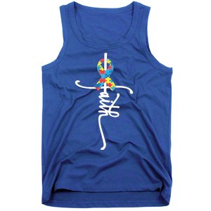 Autism Faith Puzzle Ribbon Tank Top