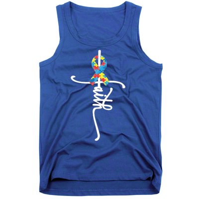 Autism Faith Puzzle Ribbon Tank Top