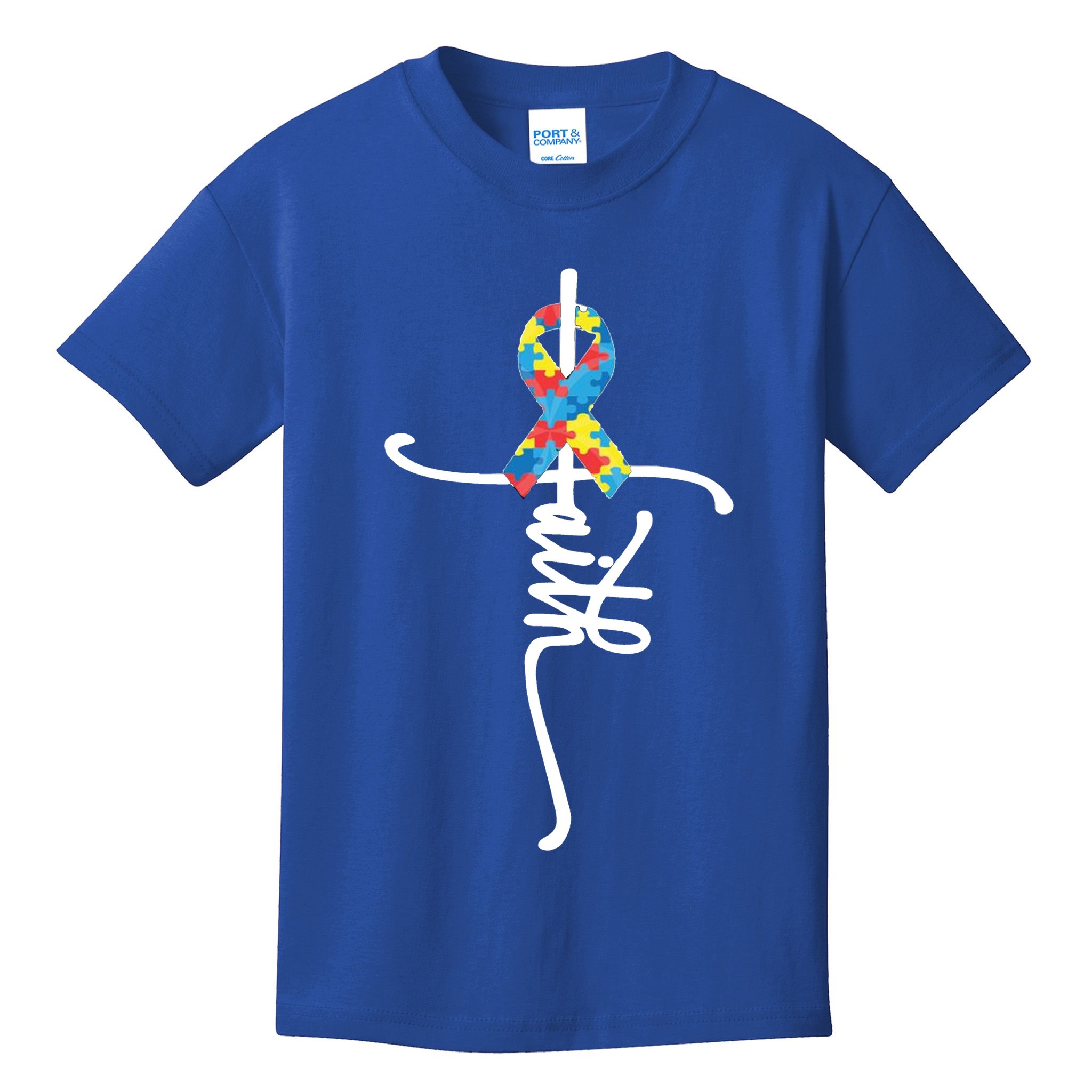 Autism Faith Puzzle Ribbon Kids T-Shirt