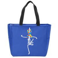 Autism Faith Puzzle Ribbon Zip Tote Bag