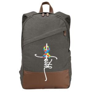 Autism Faith Puzzle Ribbon Cotton Canvas Backpack