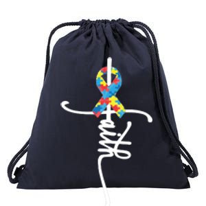 Autism Faith Puzzle Ribbon Drawstring Bag