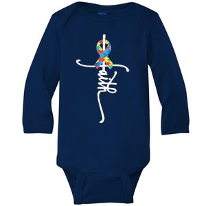 Autism Faith Puzzle Ribbon Baby Long Sleeve Bodysuit