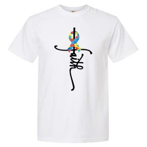 Autism Faith Puzzle Ribbon Garment-Dyed Heavyweight T-Shirt