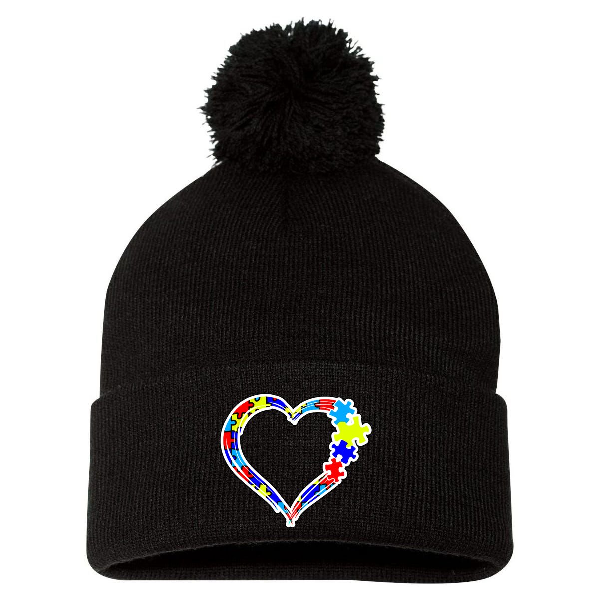 Autism Full Of Love Pom Pom 12in Knit Beanie
