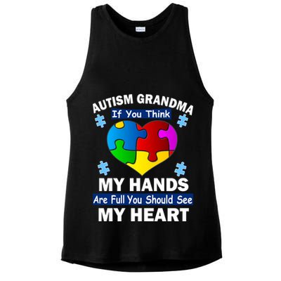 Autism Grandma My Hands Are Full You Should See My Heart Ladies PosiCharge Tri-Blend Wicking Tank