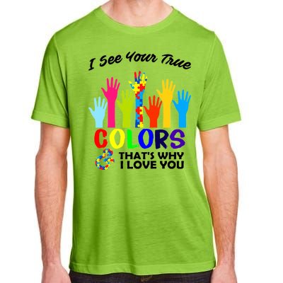 Autism Hand Of Puzzles See Your True Colors Adult ChromaSoft Performance T-Shirt