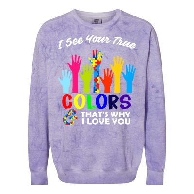 Autism Hand Of Puzzles See Your True Colors Colorblast Crewneck Sweatshirt