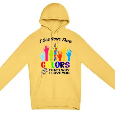 Autism Hand Of Puzzles See Your True Colors Premium Pullover Hoodie