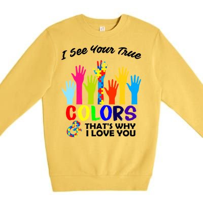 Autism Hand Of Puzzles See Your True Colors Premium Crewneck Sweatshirt