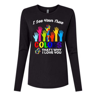 Autism Hand Of Puzzles See Your True Colors Womens Cotton Relaxed Long Sleeve T-Shirt