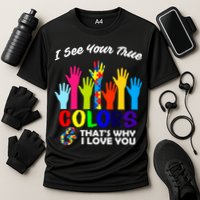 Autism Hand Of Puzzles See Your True Colors Performance Shirt